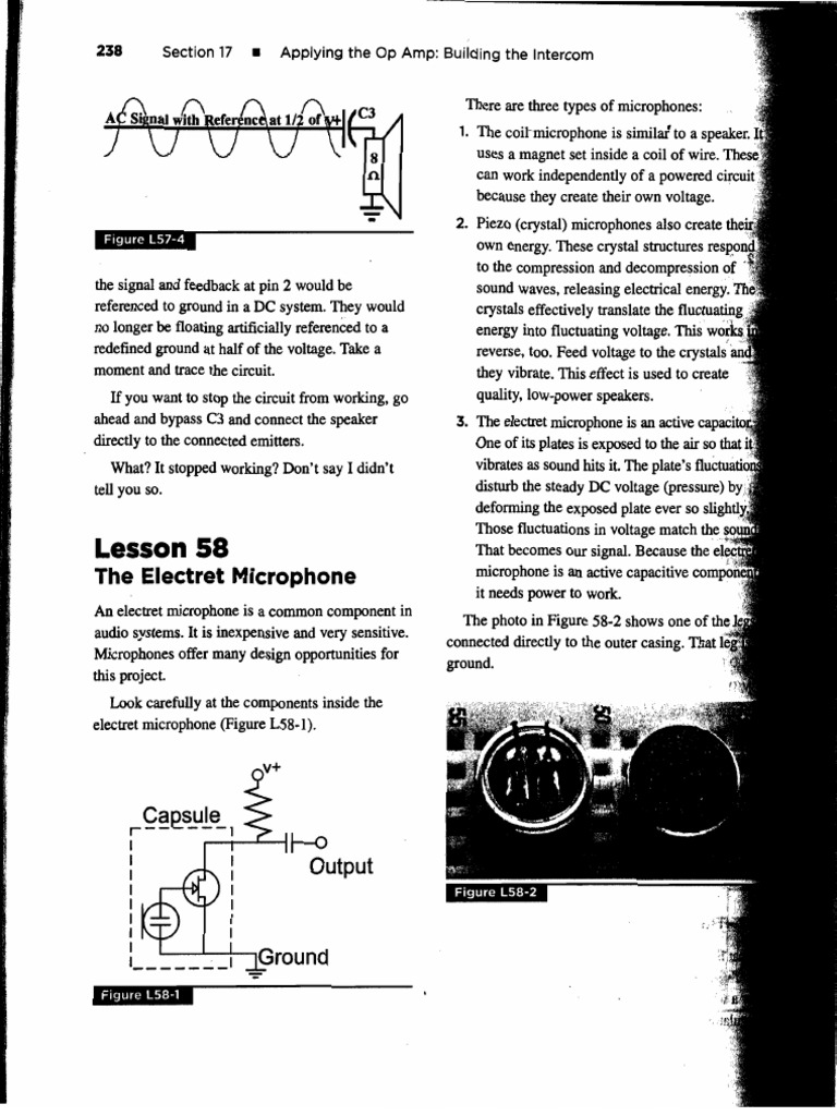 7499834-Lesson58 - The Electret Microphone. | PDF | Amplifier | Microphone