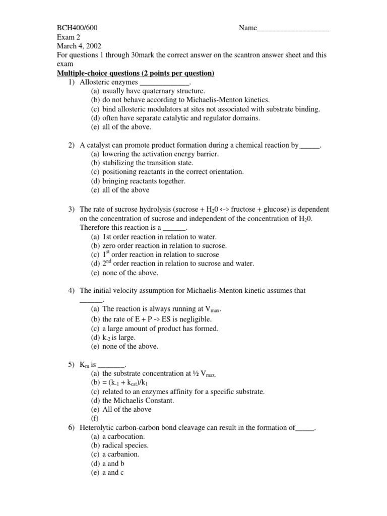 Biochem MCqs PDF Enzyme Enzyme Inhibitor