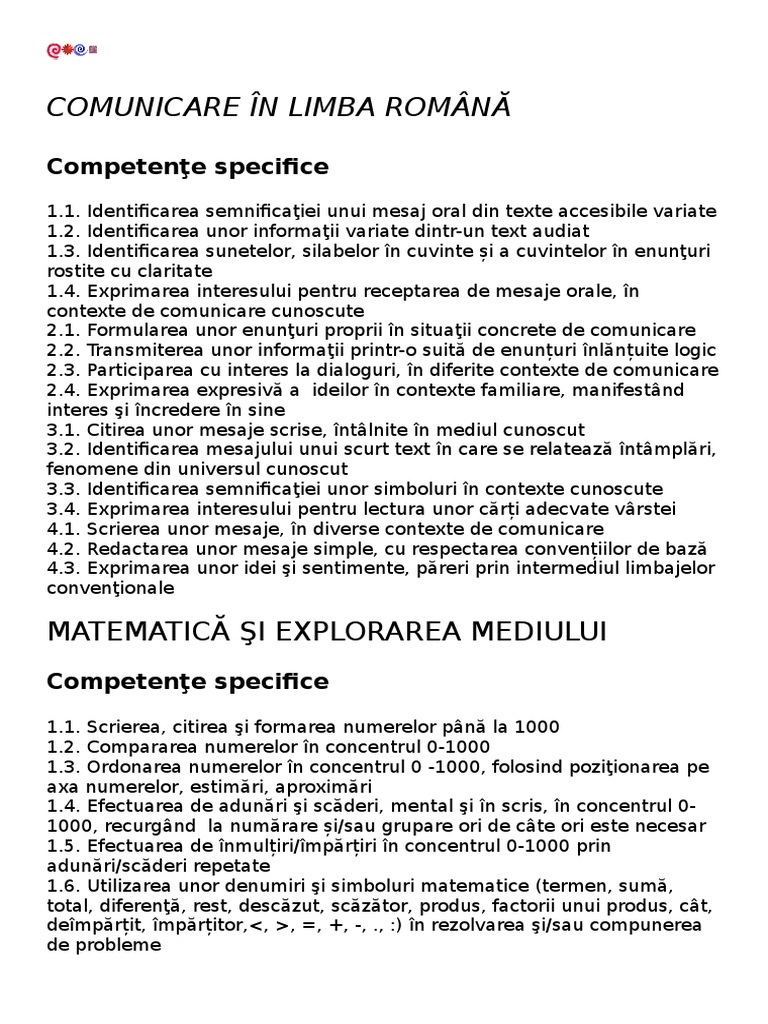 Competente Specifice Clasa A Iia | PDF