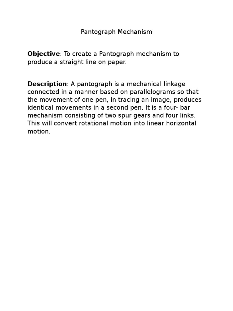 Pantograph Mechanism | PDF