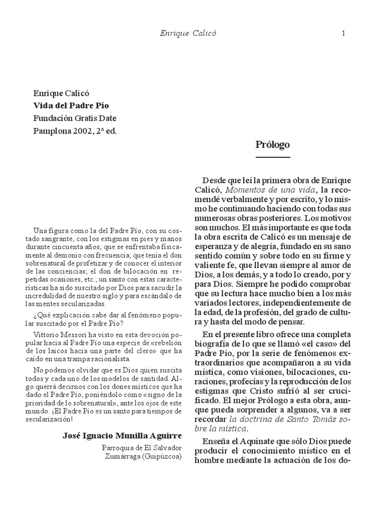 Vida Del Padre Pío PDF | PDF | Misticismo | Gracia en el cristianismo