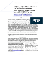 Striving To Obtain A School-Work-Life Balance: The Full-Time Doctoral Student