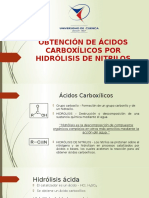 Obtención de Ácidos carboxilicos por hidrólisis de nitrilos