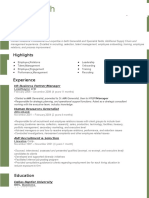 New Resume Format 2016 HR Manager Green