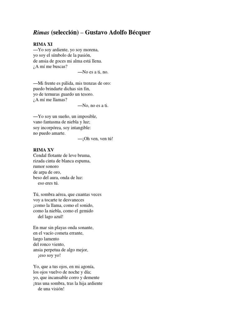 Rima XI y Rima XV de Bécquer | PDF | Arte | Poesía