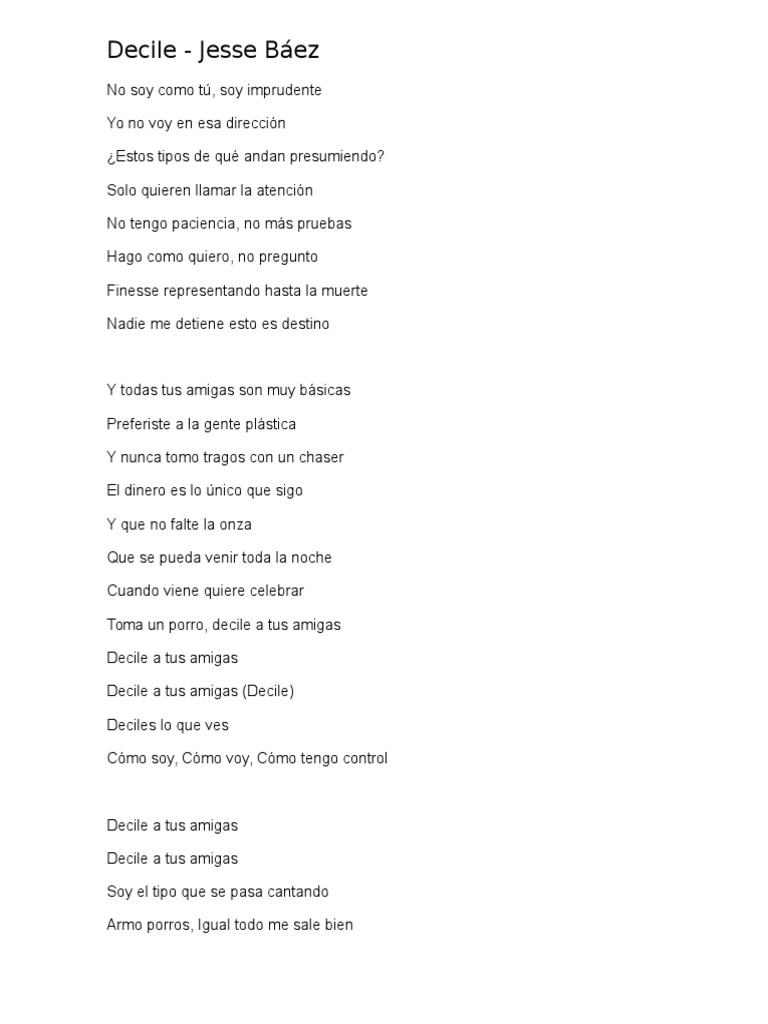 Letra Decile - Jesse Baez | PDF | Poesía