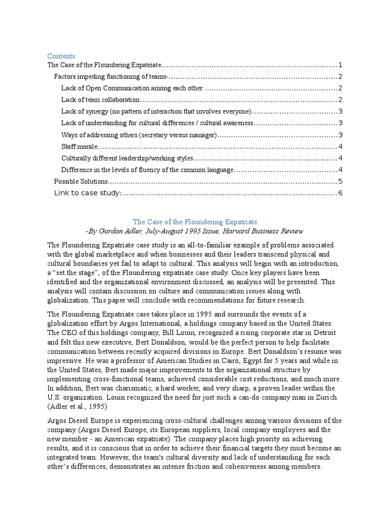 The Case of The Floundering Expatriate PDF Leadership Behavioural Sciences