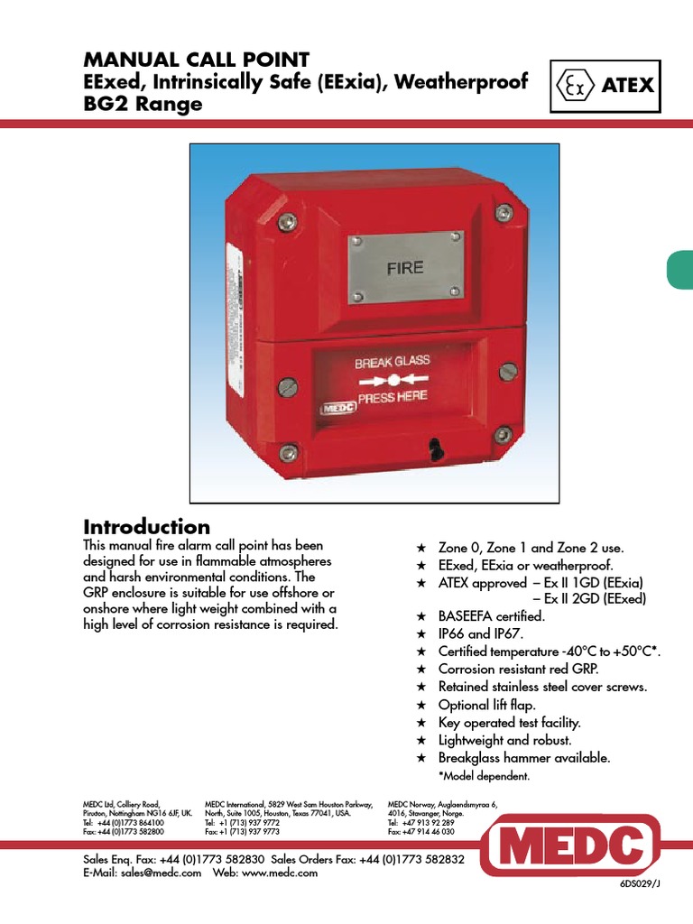MEDC BG2 Manual Call Point Overview | PDF | Resistor | Direct Current