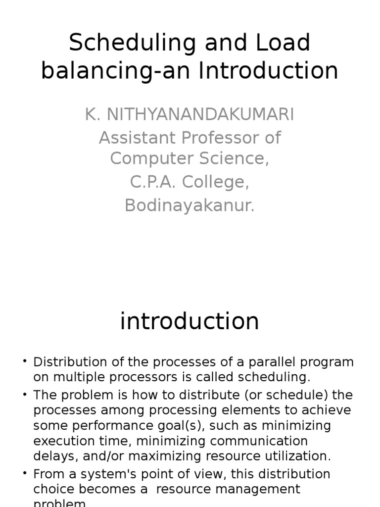 Introduction to Scheduling and Load Balancing | PDF | Scheduling ...