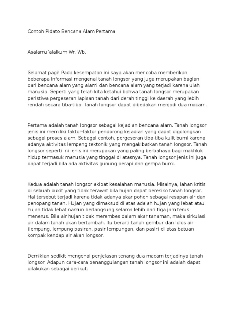 Contoh Pidato Bencana Alam Pdf