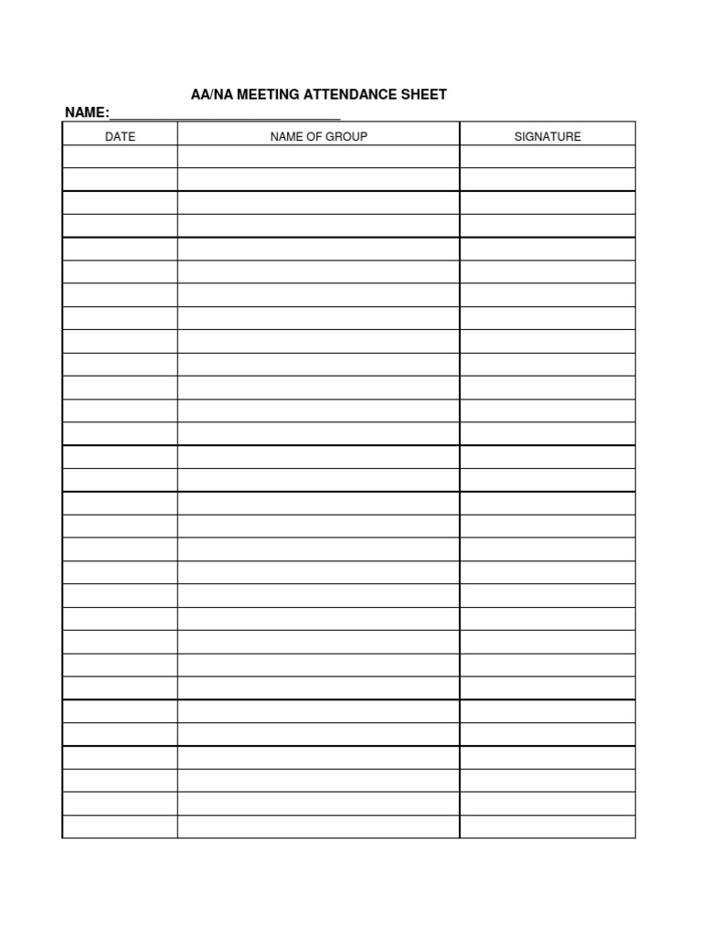 AANA Attendance Sheet | PDF