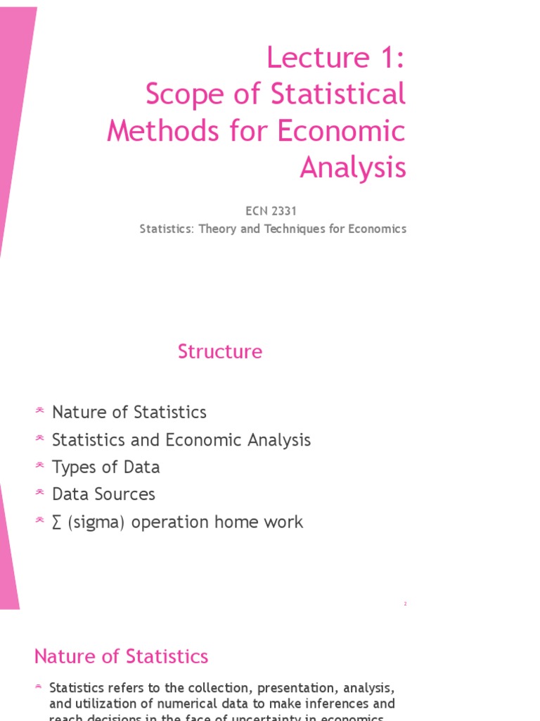 Statistical Methods for Economic Analysis | PDF | Level Of Measurement ...