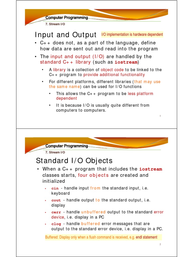 Input and Output | PDF | Input/Output | C++