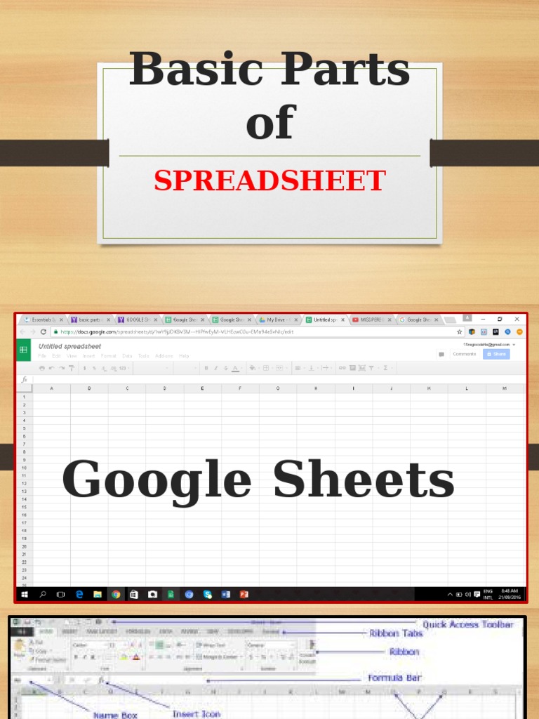 Basic Parts of Spreadsheet Worksheet Spreadsheet