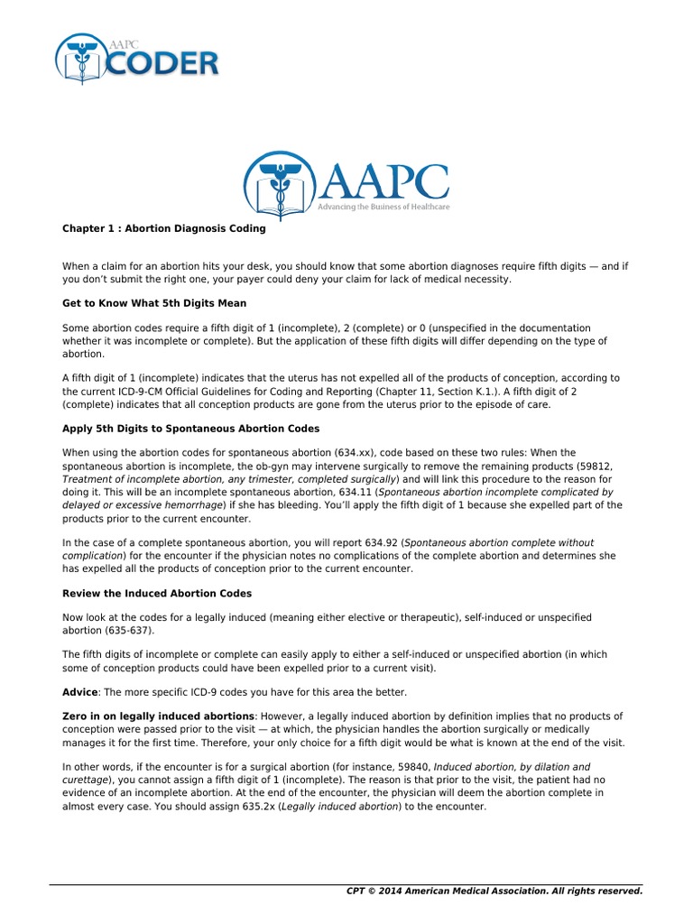 Abortion Diagnosis Coding | PDF | Miscarriage | Abortion