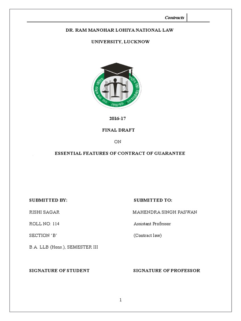 law of Guarantee Guarantee Consideration