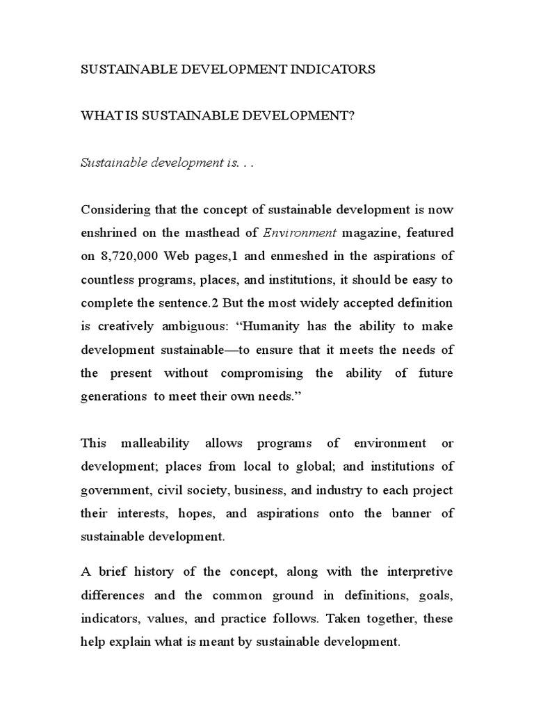 Sustainable Development Indicators Overview | PDF | Greenhouse Gas ...