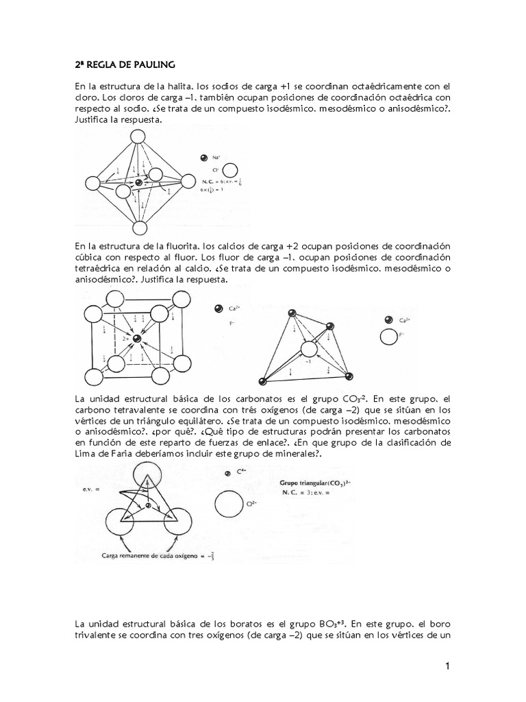 2a Regla Pauling Minerales Ciencias físicas