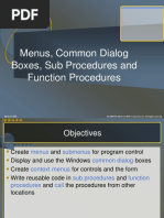 Menus, Common Dialog Boxes, Sub Procedures and Function Procedures