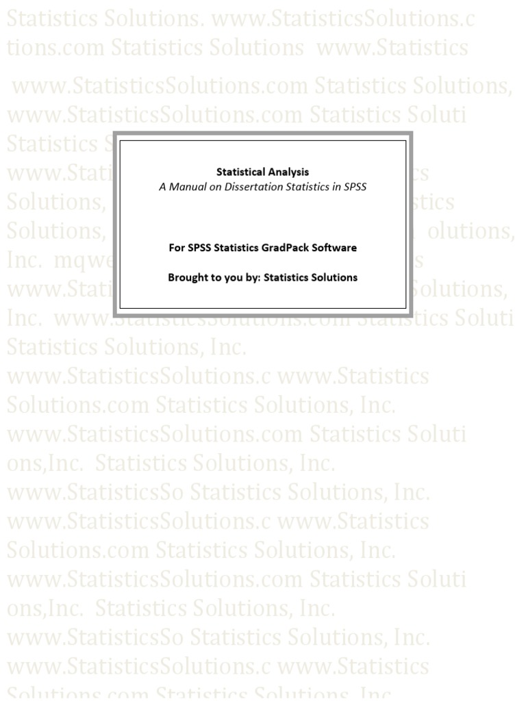 SPSS Statistical Analysis Guide | PDF | Spearman's Rank Correlation ...