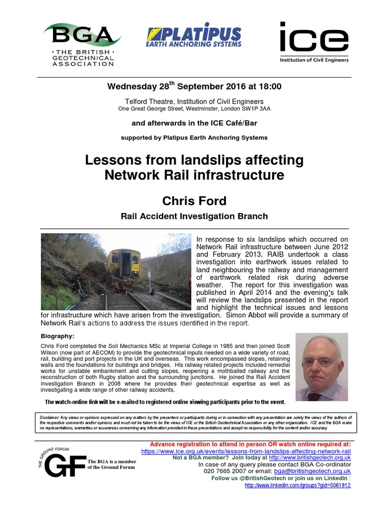 BGA 280916 Rail Slips Flyer v2 PDF Landslide Geotechnical Engineering