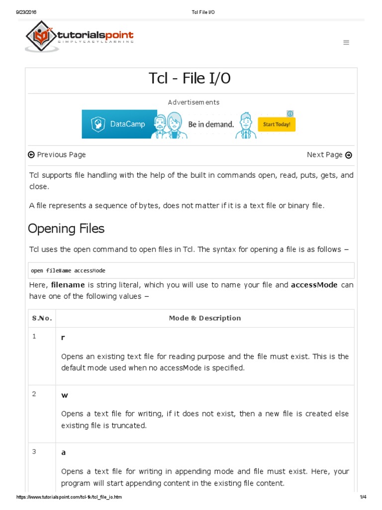 Tcl File Creation Time