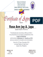 Certificate of Appreciation Linggo NG Kabataan 15