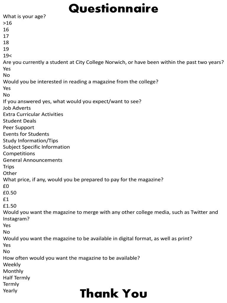 Questionnaire | PDF | Social Science