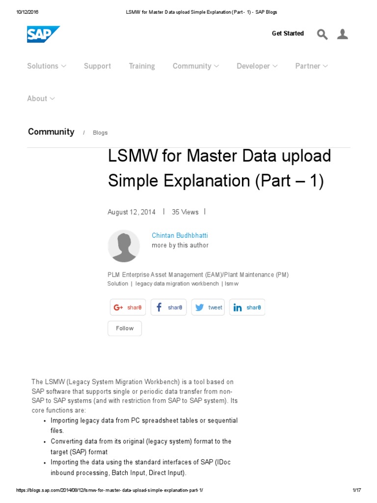 LSMW For Master Data Upload Simple Explanation (Part - 1) - SAP Blogs ...