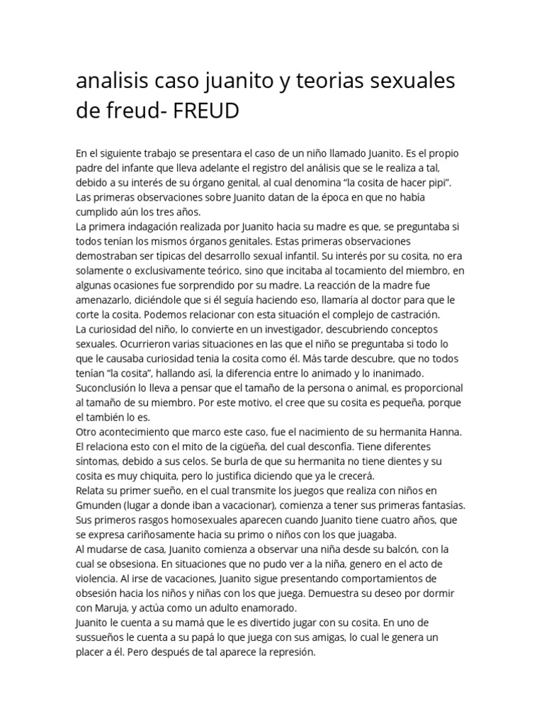 Análisis del caso Juanito y Freud | PDF | Dormir | Temor