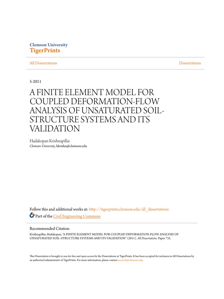 A Finite Element Model For Coupled Deformation-Flow Analysis of U PDF ...