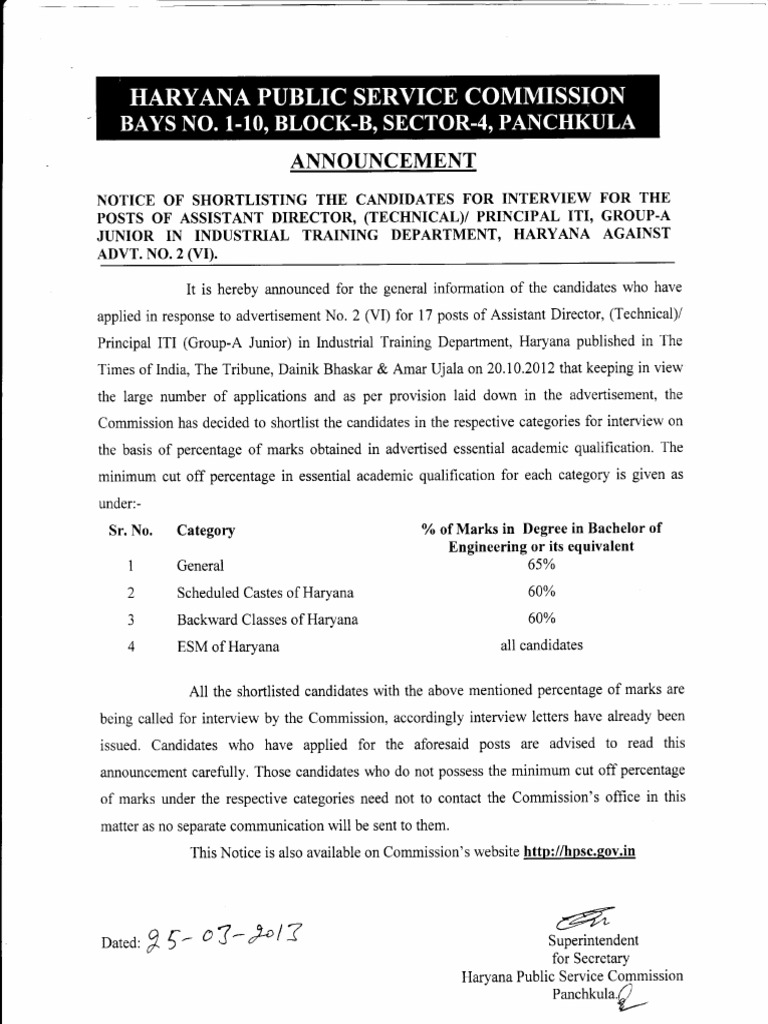 Announcement: THE Iti, Junior Industrial Training | PDF