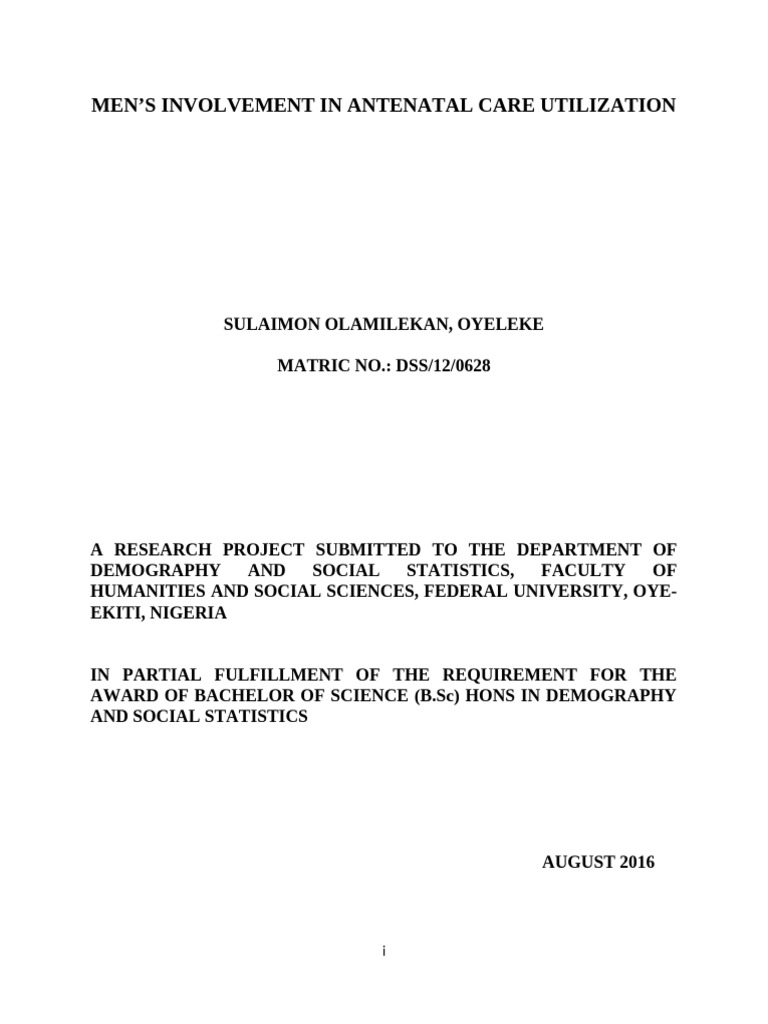 Male Involvement in Antenatal Care Utilization | PDF | Maternal Death ...
