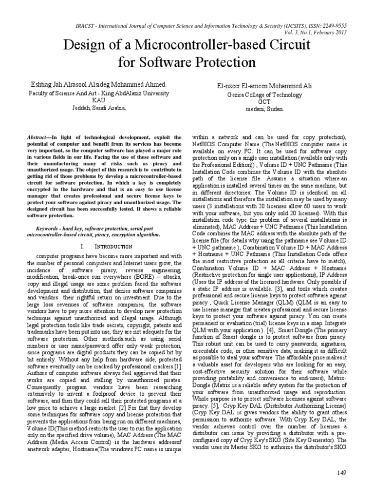 Design of A Microcontroller-Based Circuit For Software Protection | PDF ...
