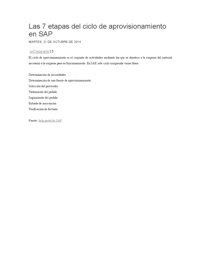 7 Etapas del Ciclo de Aprovisionamiento | PDF | Obtención | Logística