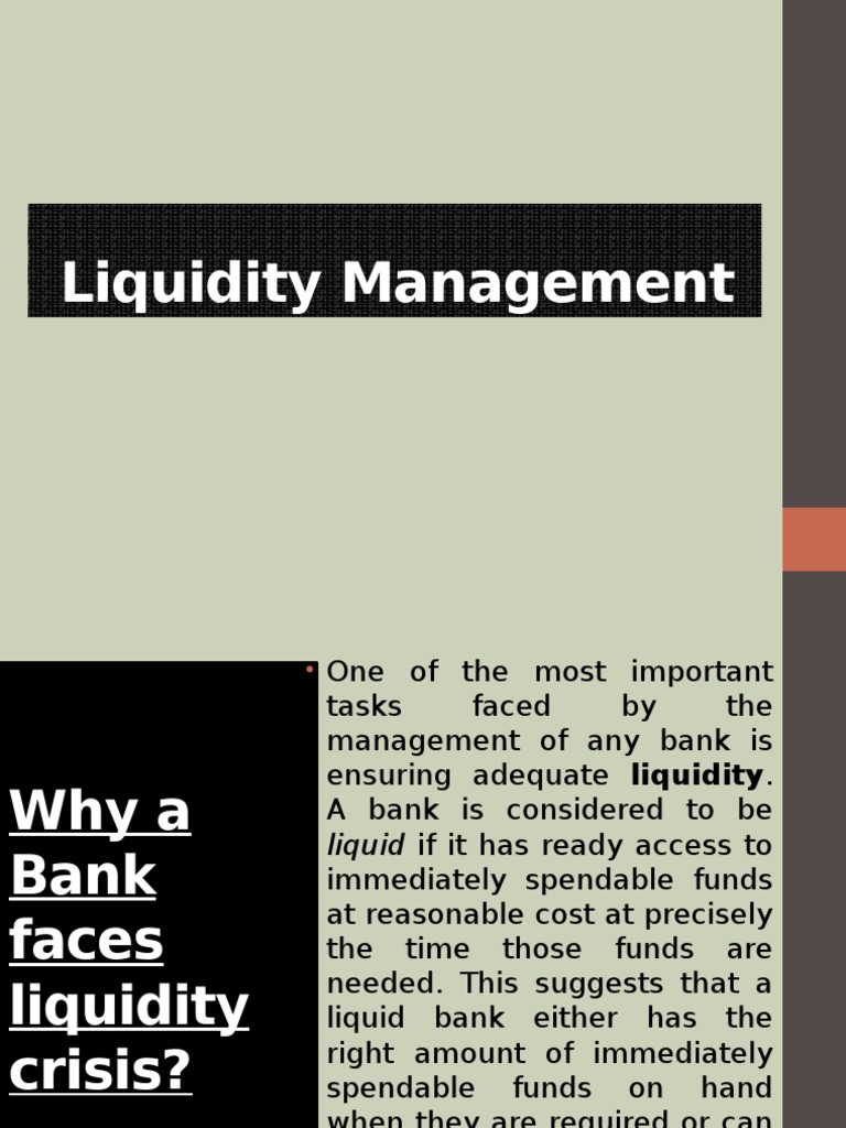 Liquidity Management PDF Repurchase Agreement Market Liquidity