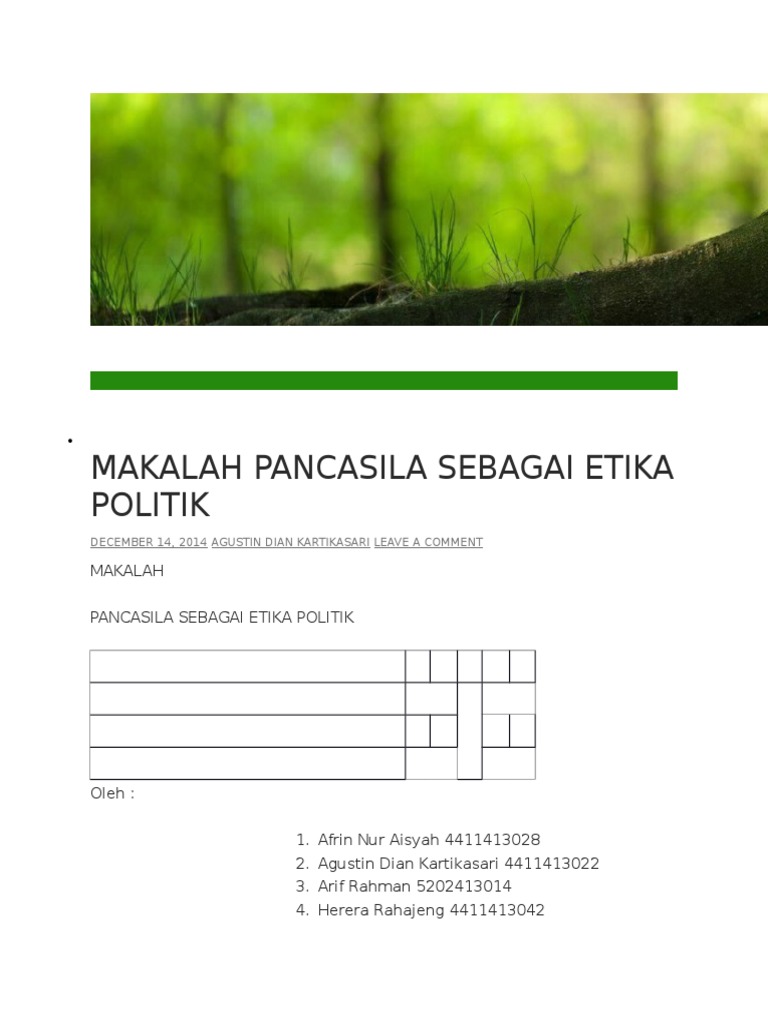 Contoh Makalah Tentang Pancasila Sebagai Etika Politik