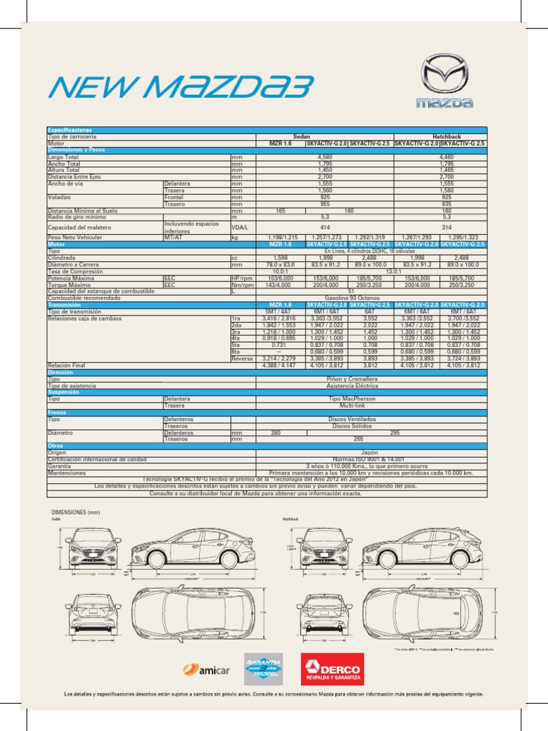 Ficha New Mazda3 PDF Vehículos con tracción delantera Sedanes