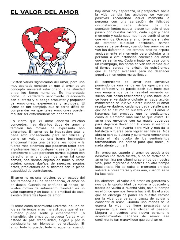 El Valor del Amor en Nuestras Vidas | PDF | Felicidad | Amor