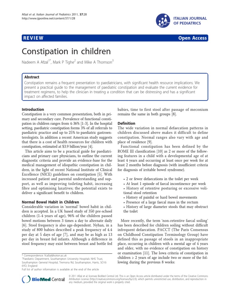 Constipation in Children PDF | PDF