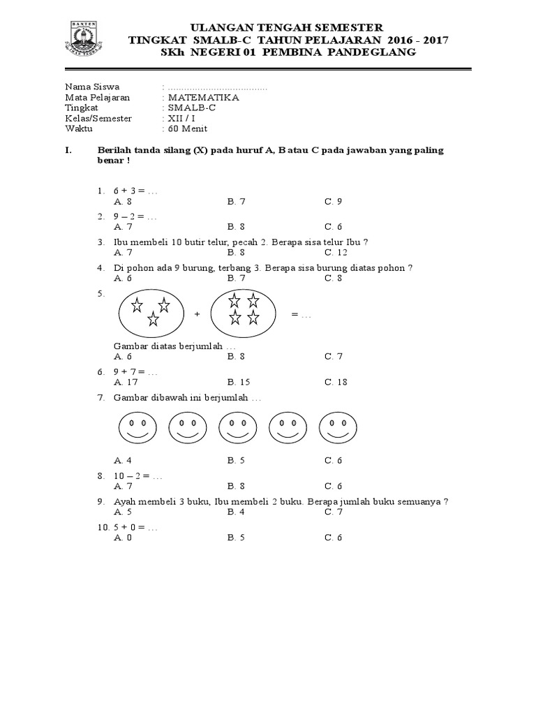 Contoh Soal Untuk Anak Tunagrahita Smalb Guru Paud