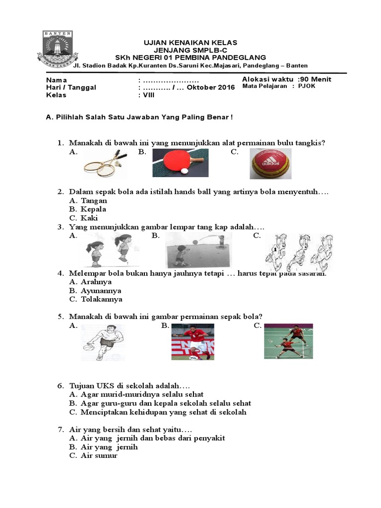 Soal Uts Pjok Smplb C Kls Viii
