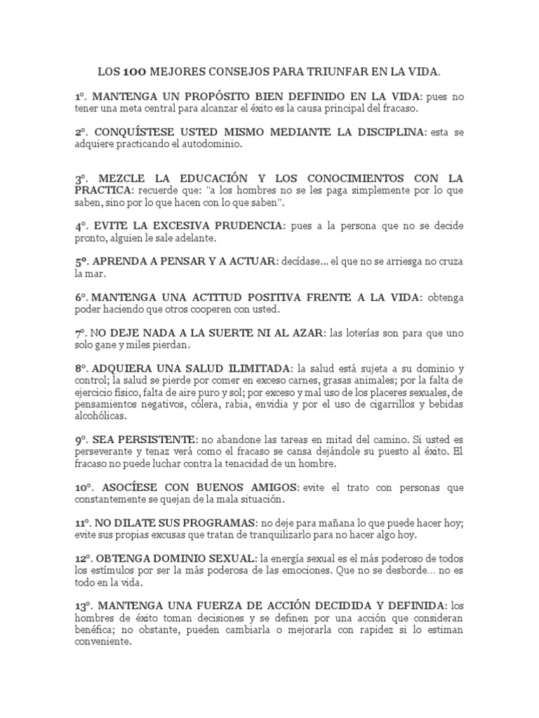 Consejos para Triunfar en la Vida | PDF | Mente | Certeza