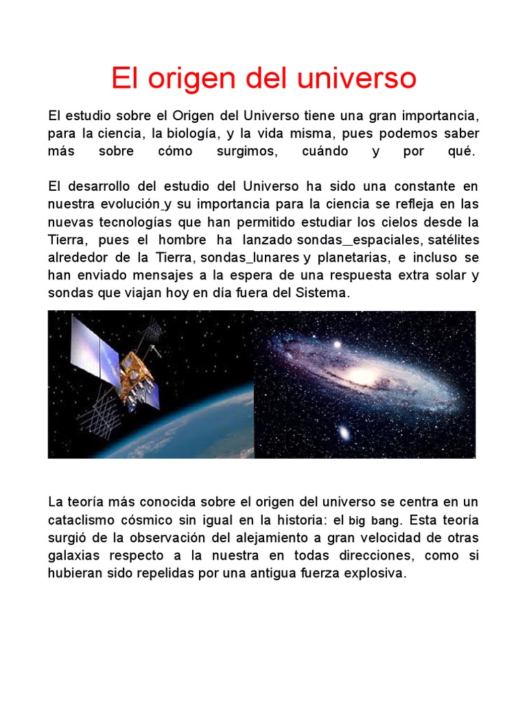 Origen y evolución del universo | PDF | Big Bang | Universo