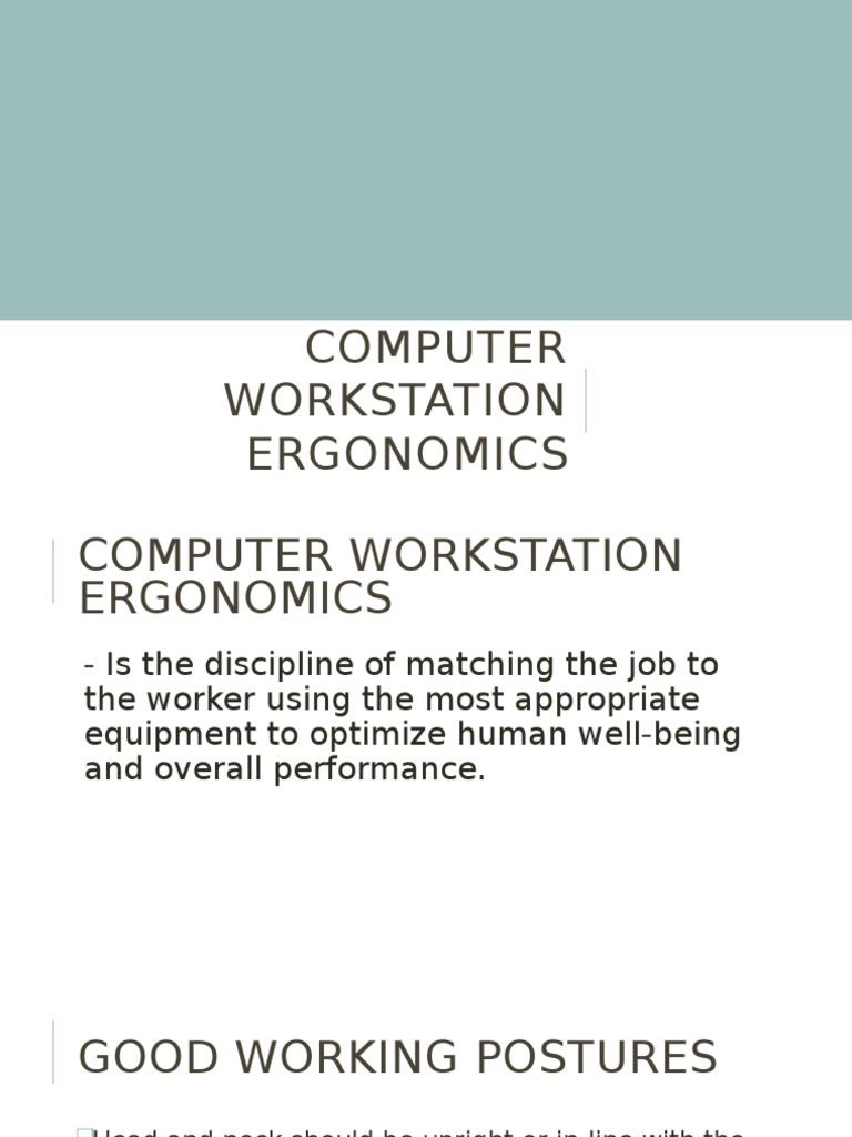 Lesson 7 Computer Workstation Ergonomics PDF Computer Keyboard