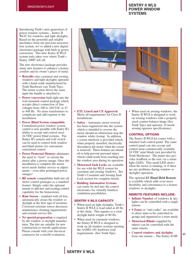 Sentry Ii WLS Power Window Systems | PDF | Window | Building Engineering
