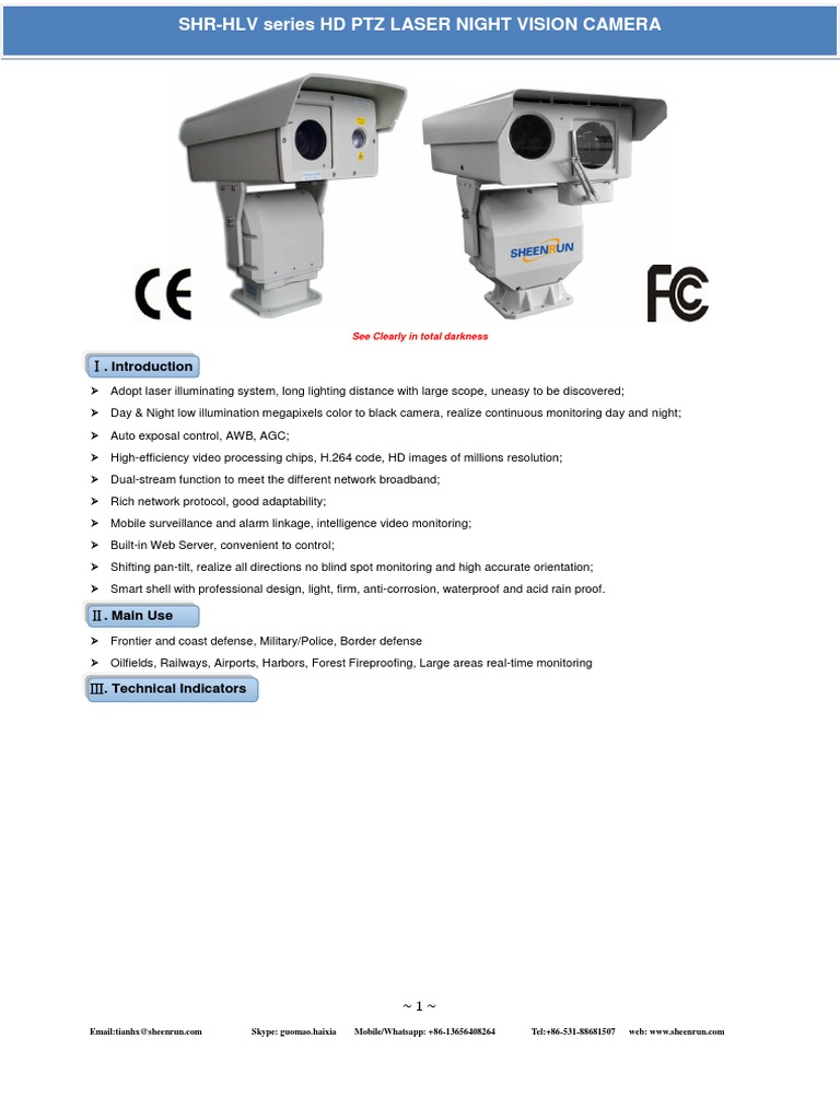 Middle and Long Range HD PTZ Laser Night Vision Camera From Sheenrun ...