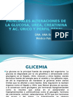 Principales alteraciones de la glucosa y perfil renal