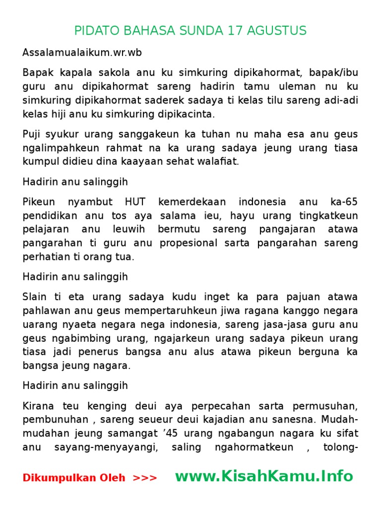 Pidato Bahasa Sunda 17 Agustus