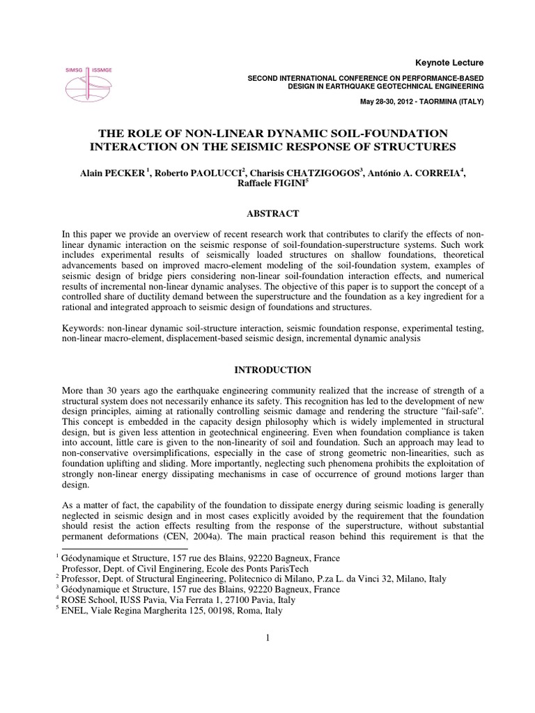 Role of Non Linear Dynamic Soil Foundation PDF | PDF